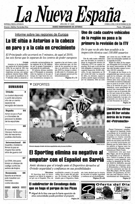 Portada Lunes 21 de Noviembre de 1994