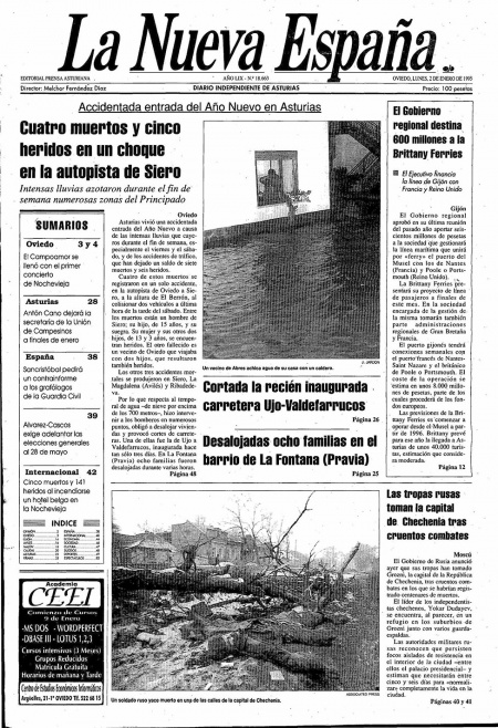 Portada Lunes 2 de  de 1995