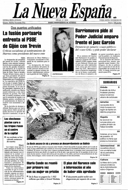 Portada Martes 3 de  de 1995