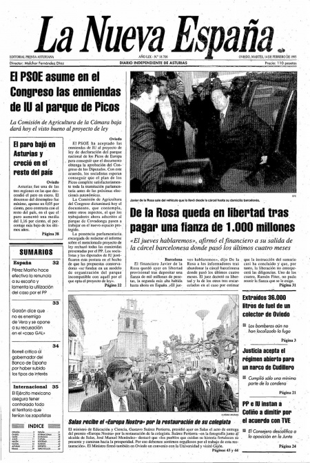 Portada Martes 14 de  de 1995