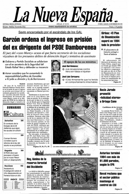 Portada Sábado 18 de  de 1995