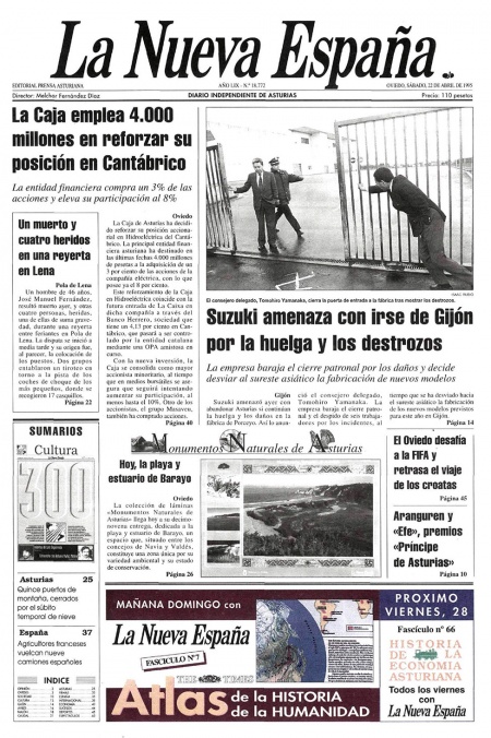 Portada Sábado 22 de  de 1995