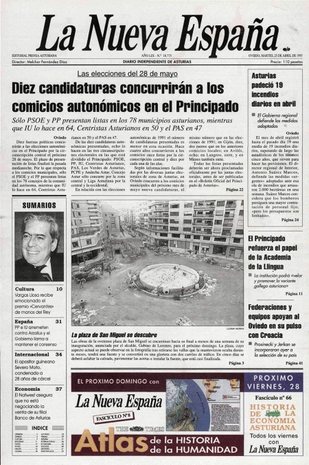 Portada Martes 25 de  de 1995