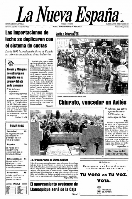 Portada Jueves 18 de  de 1995