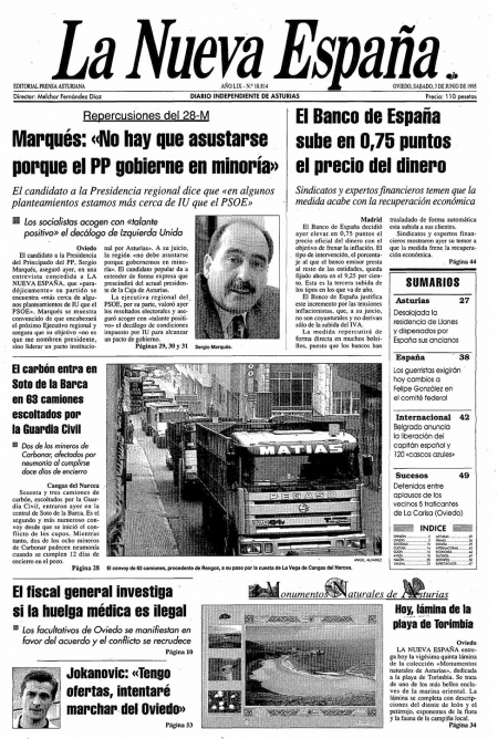 Portada Sábado 3 de  de 1995