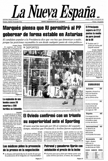 Portada Lunes 12 de  de 1995