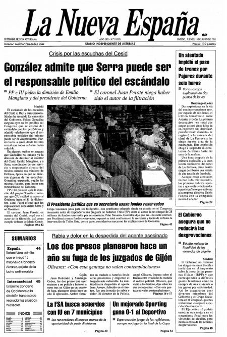 Portada Jueves 15 de  de 1995