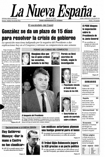 Portada Miércoles 21 de  de 1995