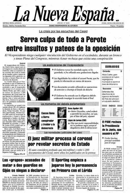 Portada Jueves 22 de  de 1995