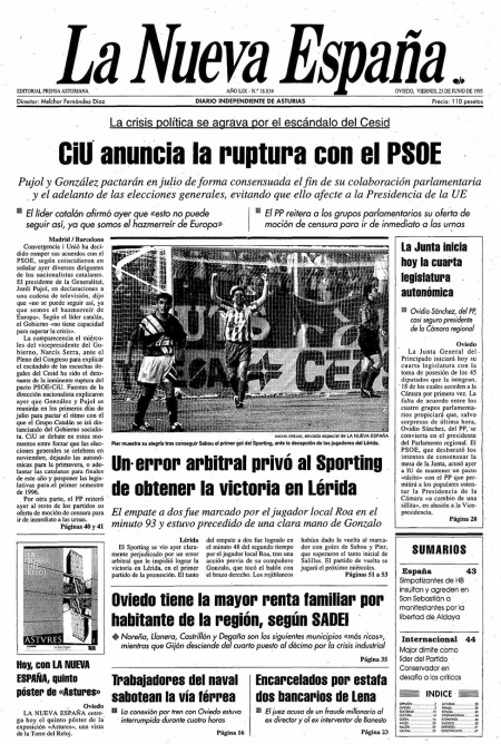 Portada Viernes 23 de  de 1995