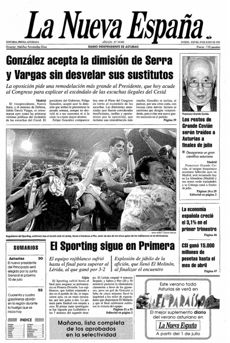 Portada Jueves 29 de  de 1995