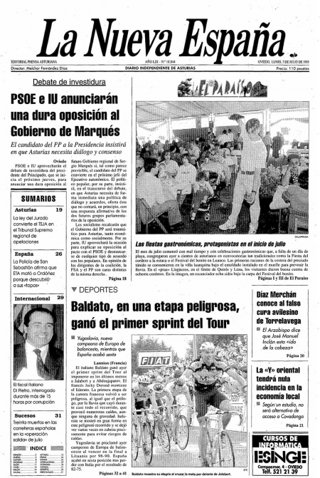 Portada Lunes 3 de  de 1995