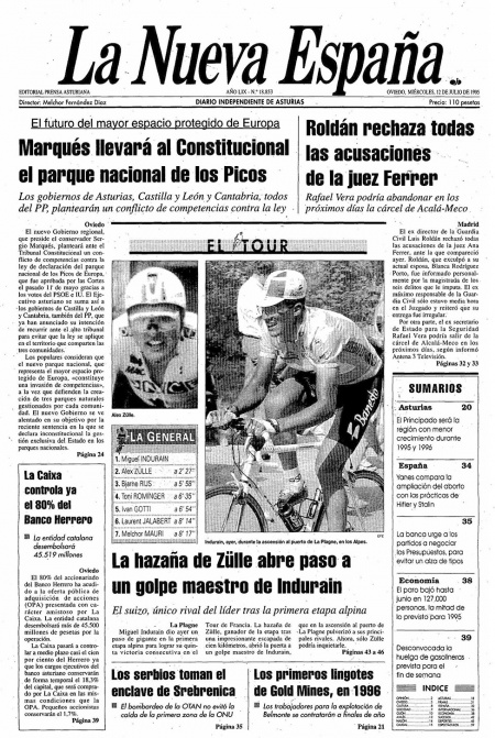 Portada Miércoles 12 de  de 1995