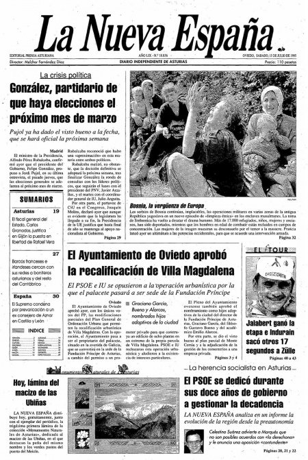 Portada Sábado 15 de  de 1995