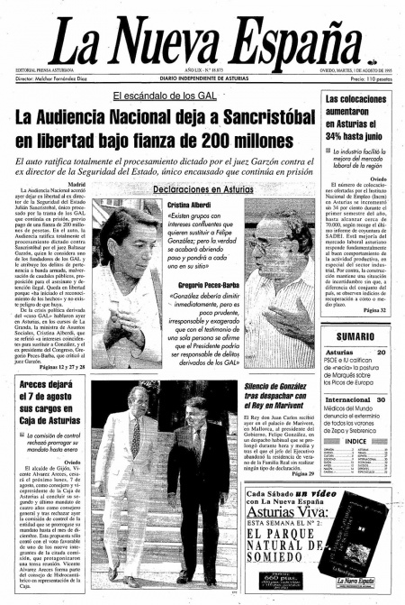 Portada Martes 1 de  de 1995