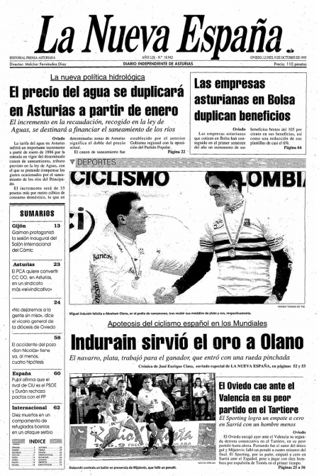 Portada Lunes 9 de Octubre de 1995