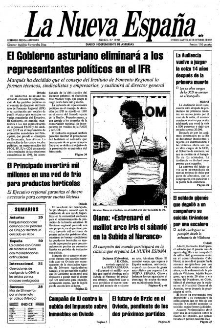 Portada Martes 10 de Octubre de 1995