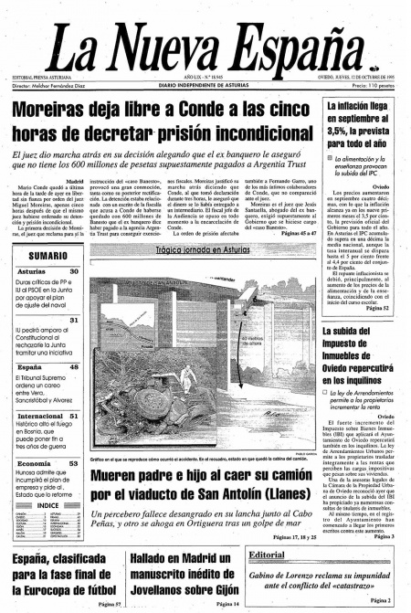 Portada Jueves 12 de Octubre de 1995