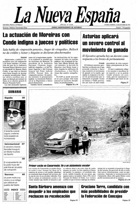 Portada Viernes 13 de Octubre de 1995
