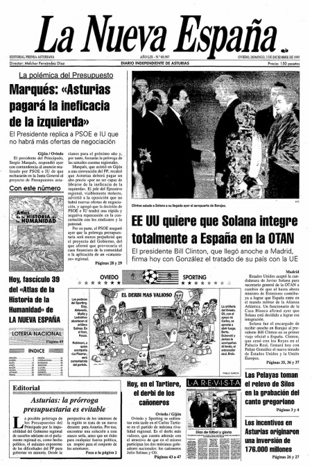 Portada Domingo 3 de Diciembre de 1995