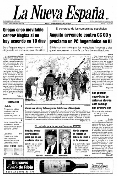Portada Sábado 9 de Diciembre de 1995