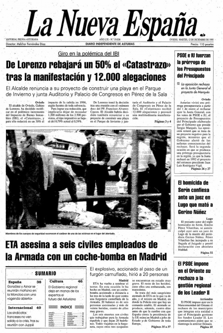Portada Martes 12 de Diciembre de 1995