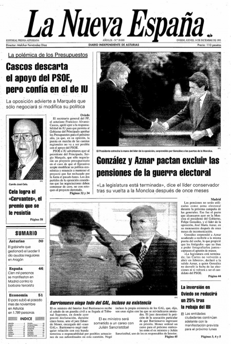 Portada Jueves 14 de Diciembre de 1995