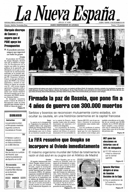 Portada Viernes 15 de Diciembre de 1995