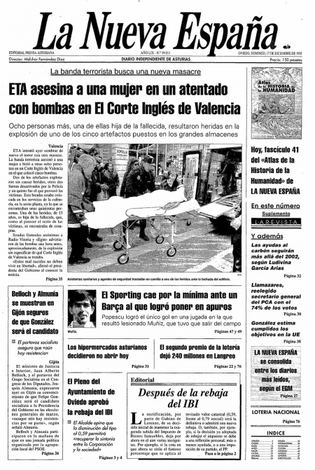 Portada Domingo 17 de Diciembre de 1995