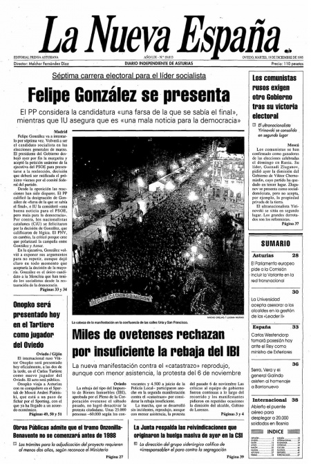 Portada Martes 19 de Diciembre de 1995