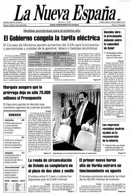 Portada Viernes 29 de Diciembre de 1995