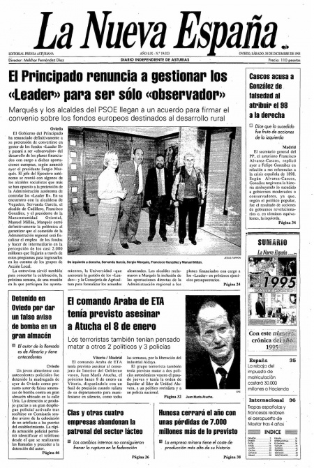 Portada Sábado 30 de Diciembre de 1995
