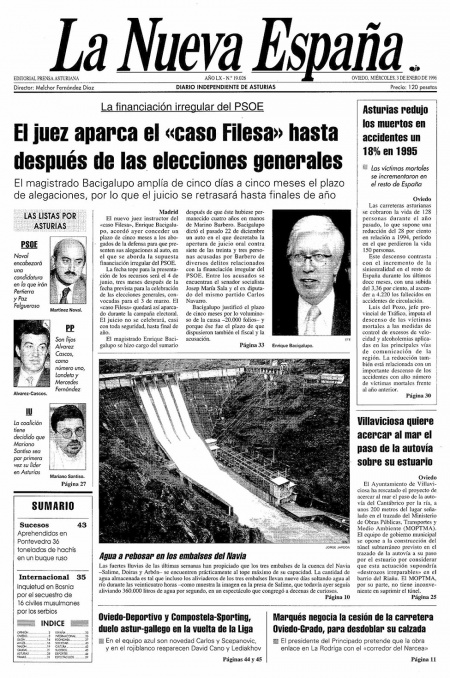 Portada Miércoles 3 de  de 1996