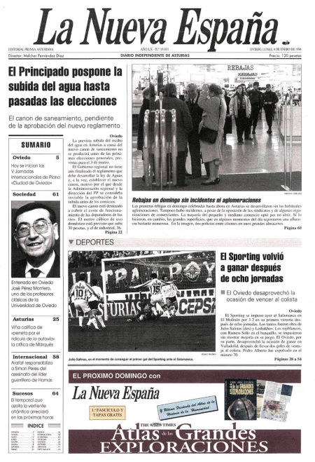 Portada Lunes 8 de  de 1996