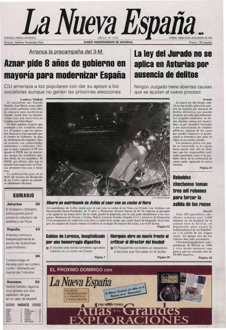 Portada Miércoles 10 de  de 1996