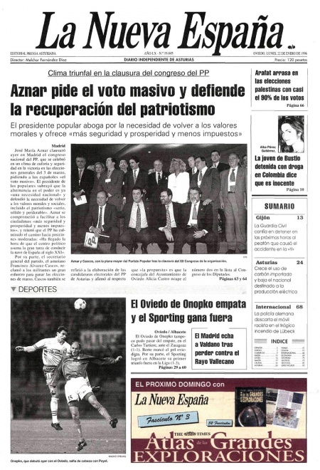Portada Lunes 22 de  de 1996