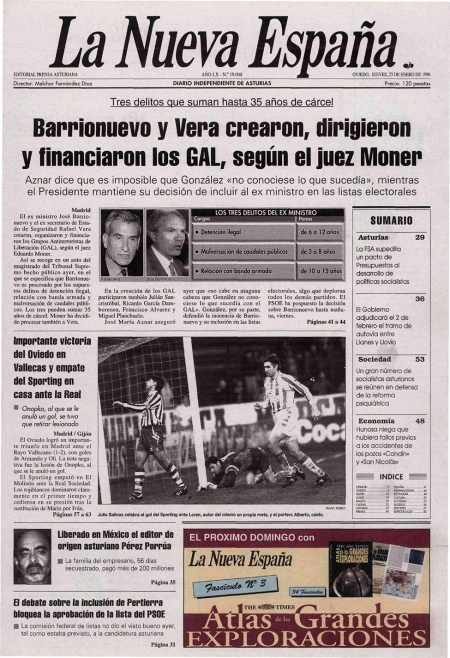 Portada Jueves 25 de  de 1996