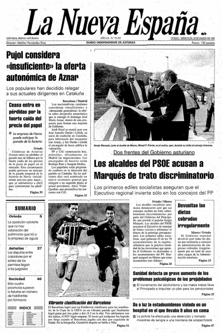 Portada Miércoles 20 de  de 1996