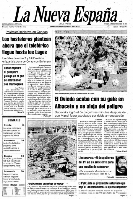 Portada Lunes 25 de  de 1996