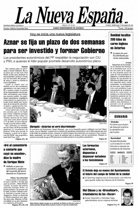 Portada Miércoles 27 de  de 1996
