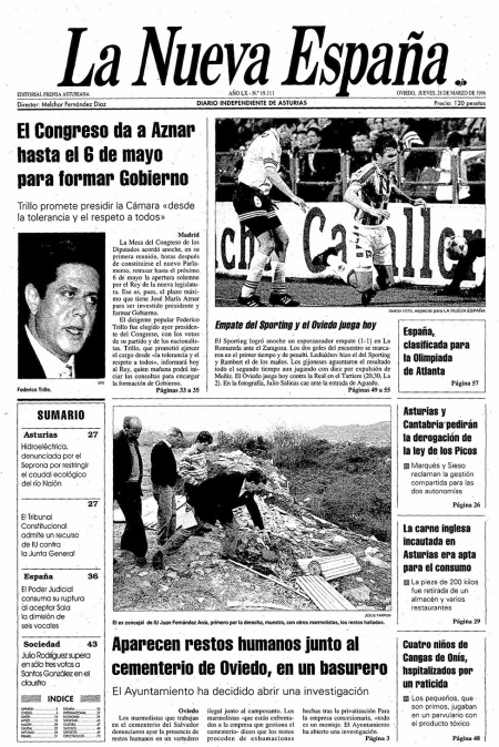 Portada Jueves 28 de  de 1996