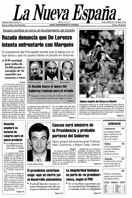 Portada Miércoles 3 de  de 1996