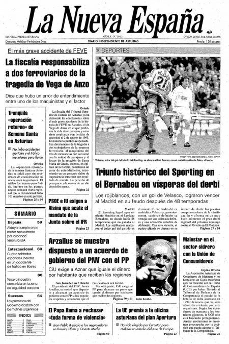 Portada Lunes 8 de  de 1996