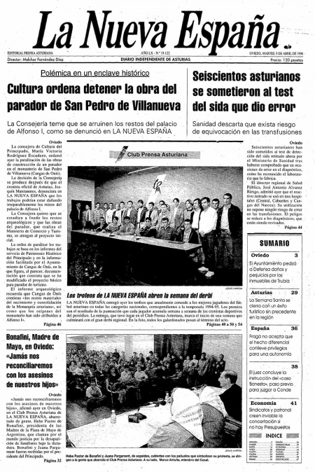 Portada Martes 9 de  de 1996