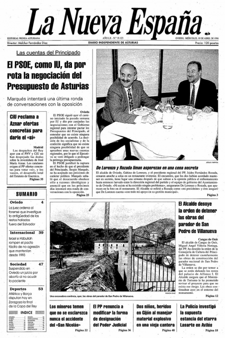 Portada Miércoles 10 de  de 1996