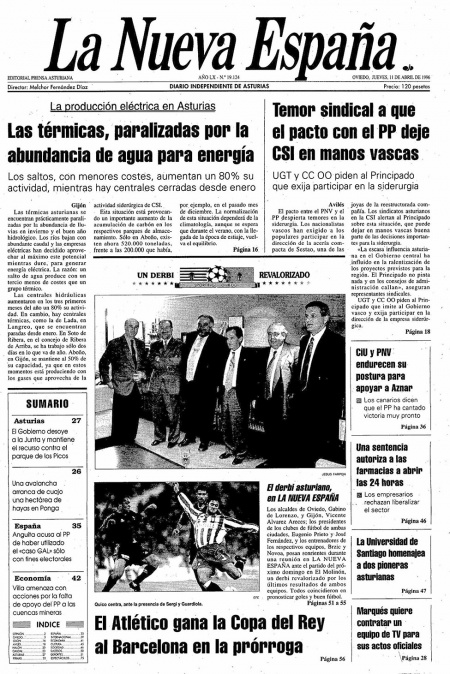 Portada Jueves 11 de  de 1996