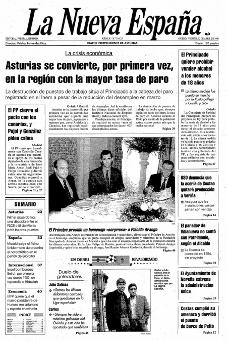Portada Viernes 12 de  de 1996