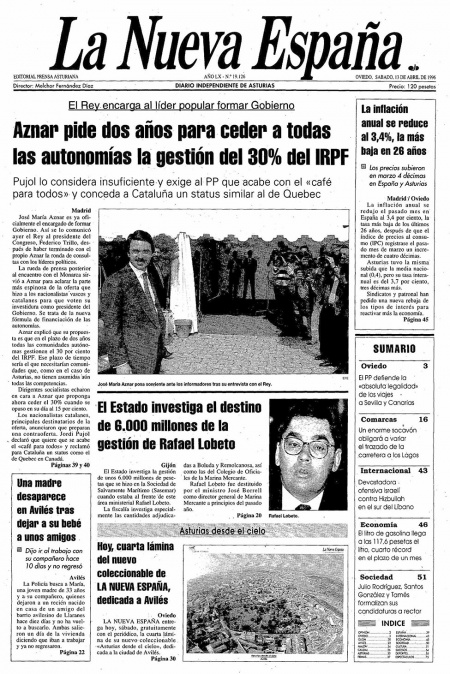 Portada Sábado 13 de  de 1996