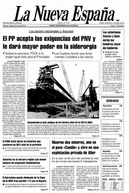 Portada Miércoles 17 de  de 1996