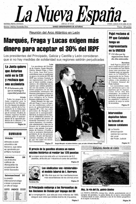 Portada Sábado 20 de  de 1996